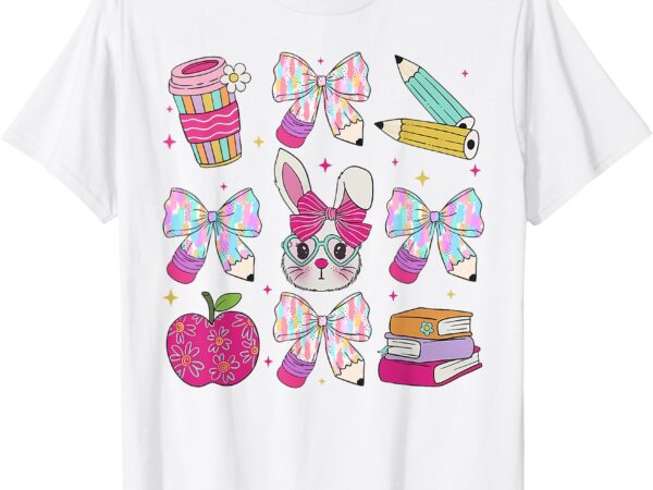 Teacher easter coquette bow bunny happy easter women girls t-shirt