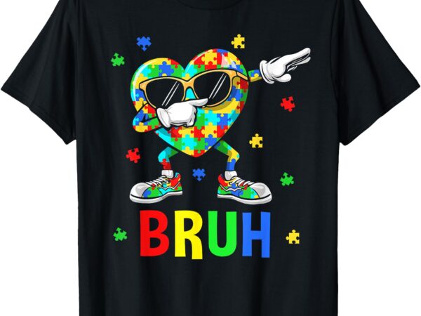 Bruh dabbing puzzle funny autism awareness teen boys kids t-shirt