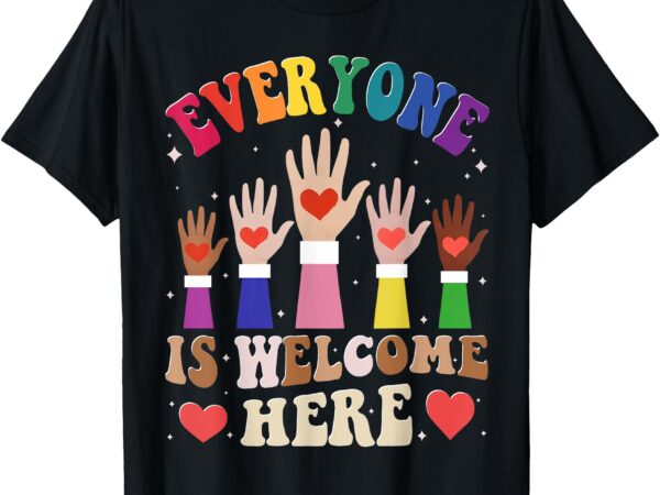 The everyone is welcome here in idaho teacher student white t-shirt