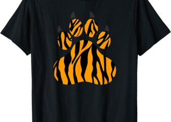 Tiger Print Animal Costume Men Women Boys Girls Tiger Paw T-Shirt