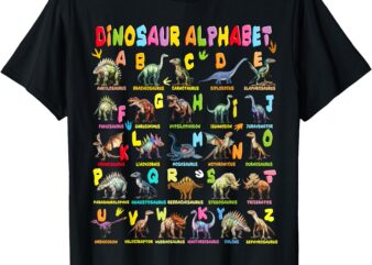 Types Of Dinosaurs ABC Alphabet A-Z Dino Identification T-Shirt