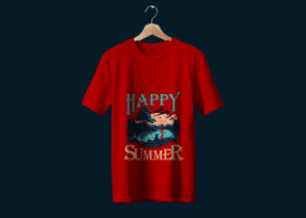 Happy Summer Typography T-Shirt Design