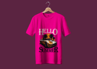 Hello Summer Typography T-Shirt Design