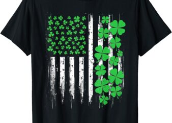 US American Flag St Patricks Day Shamrocks irish men T-Shirt