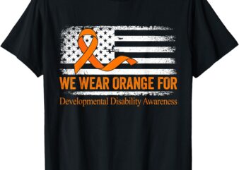 US American Flag We Wear Orange For Developmental Disability T-Shirt