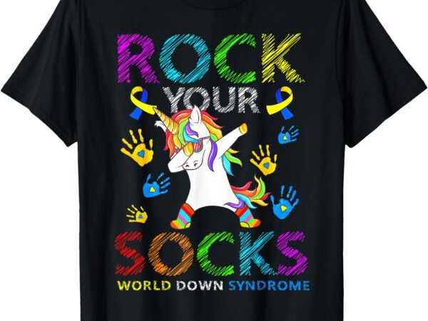 Unicorn rock your socks world down syndrome awareness t-shirt