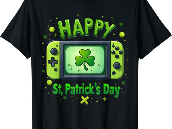 Video gamer funny shamrock happy st patrick’s day boys men t-shirt