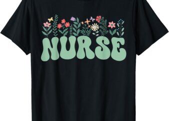 Vintage Flower Nurse Retro Cute Groovy Nurse Flower Nursing T-Shirt