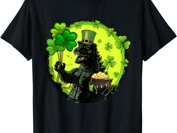 Vintage kaiju st patrick’s day shirt japanese art shamrock t-shirt