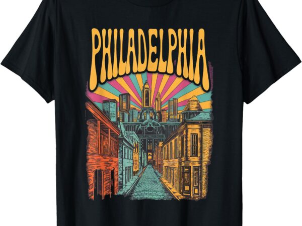 Vintage philadelphia pennsylvania skyline cityscape retro t-shirt