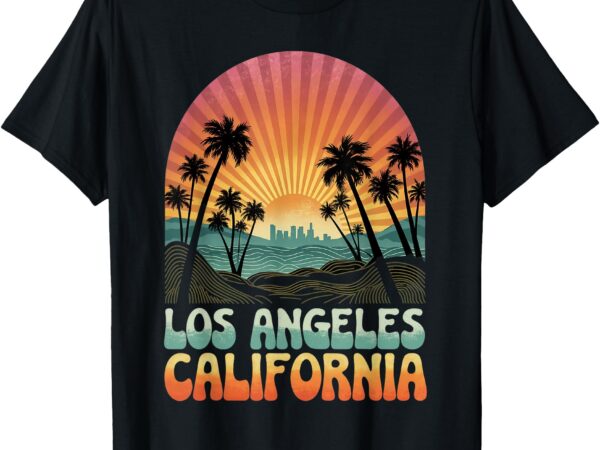 Vintage style los angeles california sunset retro t-shirt