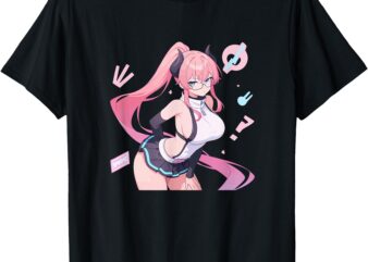 Waifu Sexy Anime Girl Horns Mini Skirt Japanese Retro Art T-Shirt