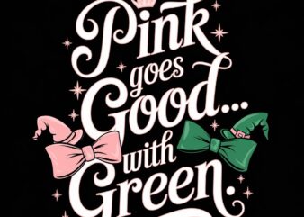 Wicked Oz T-Shirt – Pink Green Glinda Elphaba Bows, Sparkle Design, Wizard Black Tee, Cute Witch Fashion