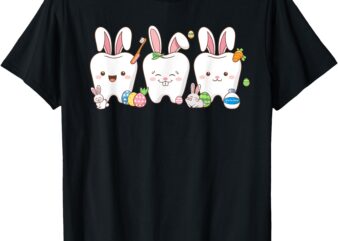 Women Dental Squad Easter Spring Bunny Tooth Dental Crew T-Shirt