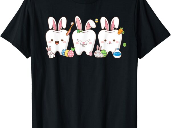 Women dental squad easter spring bunny tooth dental crew t-shirt