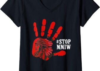 Womens No More Stolen Sisters Stop MMIW V-Neck T-Shirt