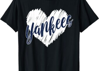 Yankees Heart Vintage Design for Women Men Kids T-Shirt