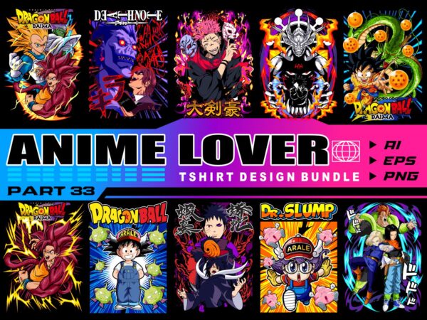 Populer anime lover part 33 tshirt design bundle illustration