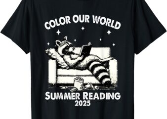 nice Raccoon Book Lover Summer Reading 2025 T-Shirt