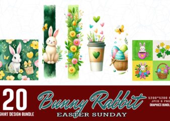 Popular Easter Sunday Bunny t-shirt design bundle of 20 design