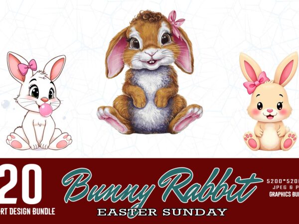 Popular easter sunday bunny t-shirt design bundle of 20 designs – download instantly