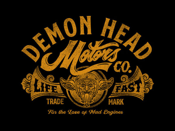 Demon head motor co t shirt vector illustration