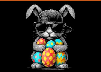 Easter Day Bunny Face With Sunglasses Eggs Cool Rabbit PNG