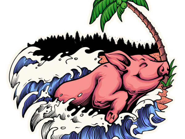 Swim pig t shirt template vector