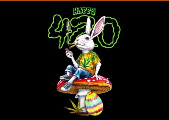 Easter Smoking Weed PNG, Happy 420 Pot Marijuana Rabbit PNG