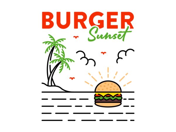 Burger sunset t shirt template