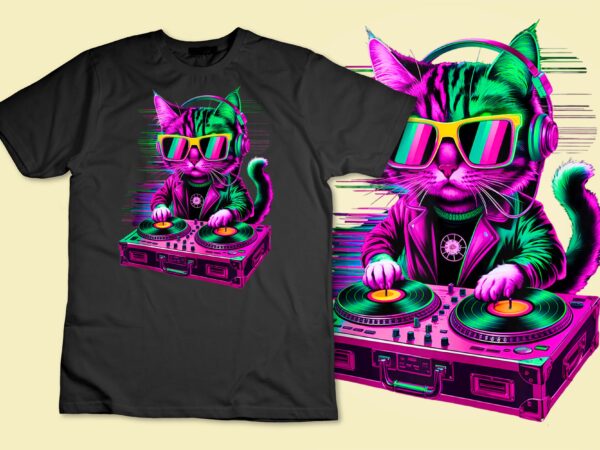 House music festival cat dj techno rave edm kitty cat lover tank top design