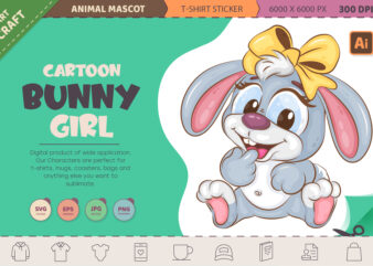 Cartoon Bunny girl. T-Shirt, PNG, SVG.