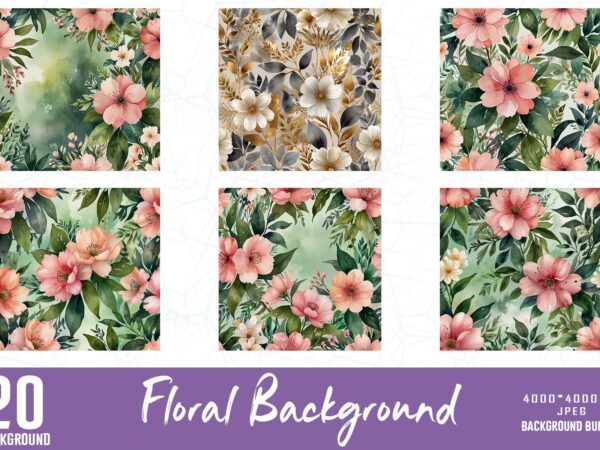 Vintage floral t-shirt design bundle of 20 designs – download instantly