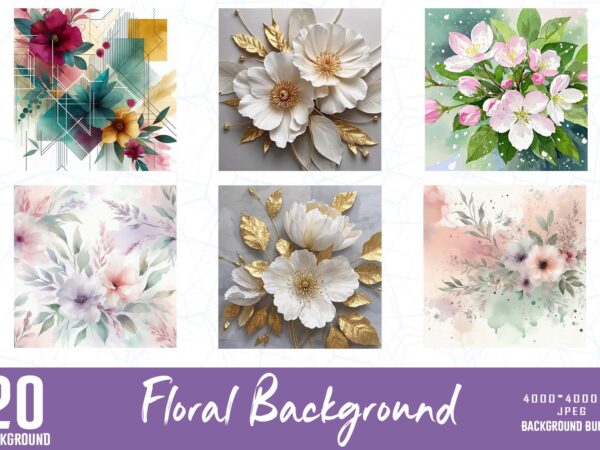 Popular floral t-shirt design bundle of 20 designs – download instantly
