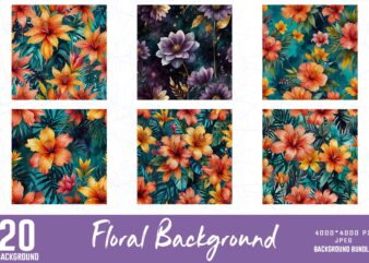 Popular floral t-shirt design bundle of 20 designs – download instantly