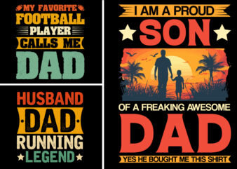 Dad Papa Son T-Shirt Design Bundle