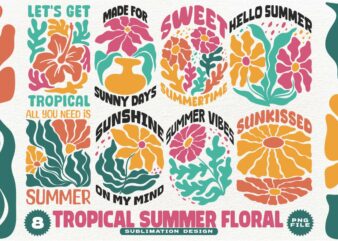 Tropical Summer Floral Sublimation Designs Bundle