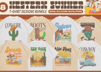 Western Summer T-shirt Designs Bundle