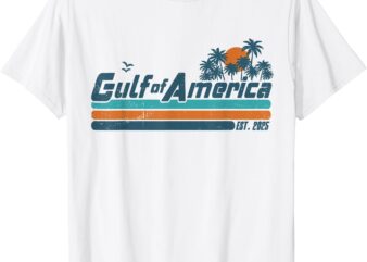 Retro Gulf Of USA America Est 2025 American Flag Gulf Mexico T-Shirt