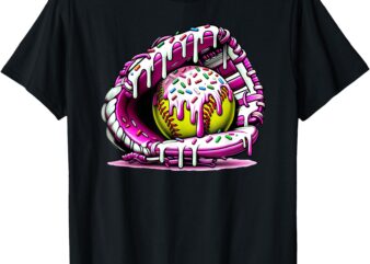 Softball Drip Ice Cream Sprinkles Softball Glove T-Shirt