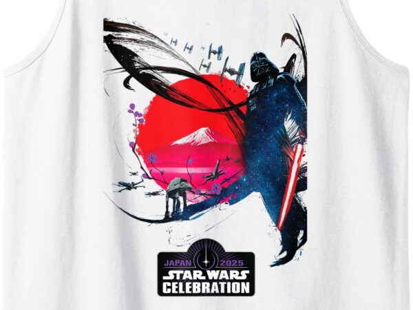 Star wars celebration japan 2025 logo & darth vader key art tank top t shirt template vector