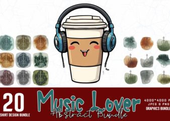 Vintage Music Lover t-shirt design bundle of 20 designs – download instantly