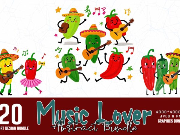 Popular abstract music lover t-shirt design bundle of 20 designs – download instantly