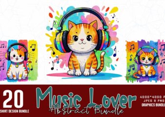 Trendy Retro Music Lover t-shirt design bundle of 20 designs