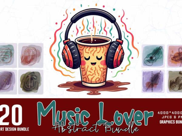 Vintage music lover t-shirt design bundle of 20 designs – download instantly