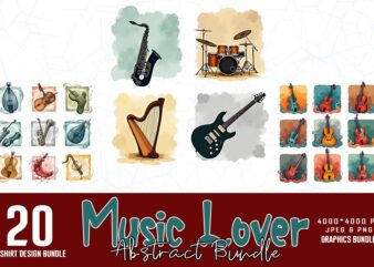 Vintage Music Lover t-shirt design bundle of 20 designs – download instantly Retro Vintage Illustration Bundle