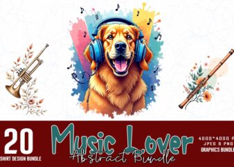 Popular Abstract Music Lover t-shirt design bundle of 20 designs – download instantly