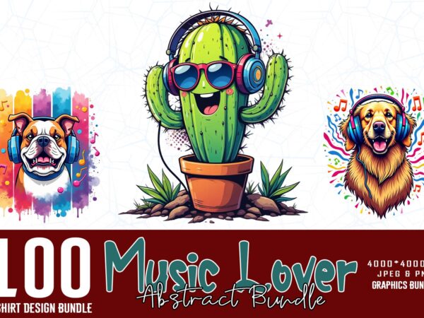 Vintage music lover t-shirt design bundle of 100 designs – download instantly