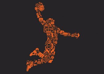 Basketball Player vector t shirt design for download
