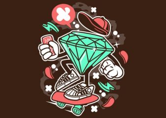 Diamond Skater vector t-shirt design for commercial use